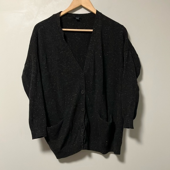 COS Black Flecked 100% Wool Cardigan Sweater - Picture 2 of 6